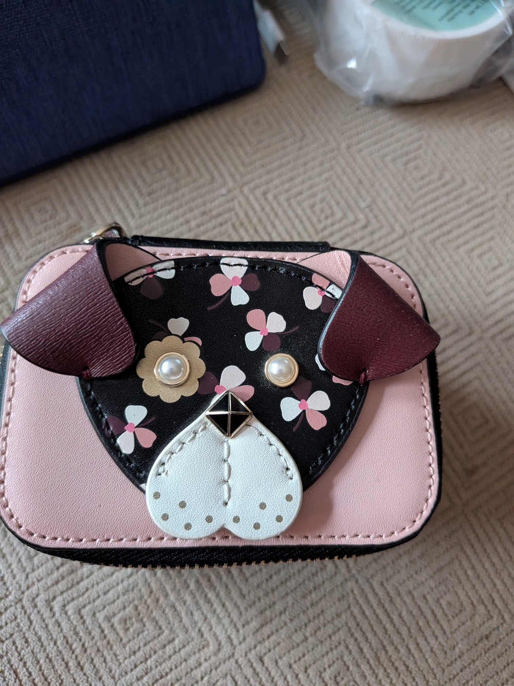 Kate Spade New York "Floral Puppy" / Francois Frenchie Zip-Around Travel Jewelry